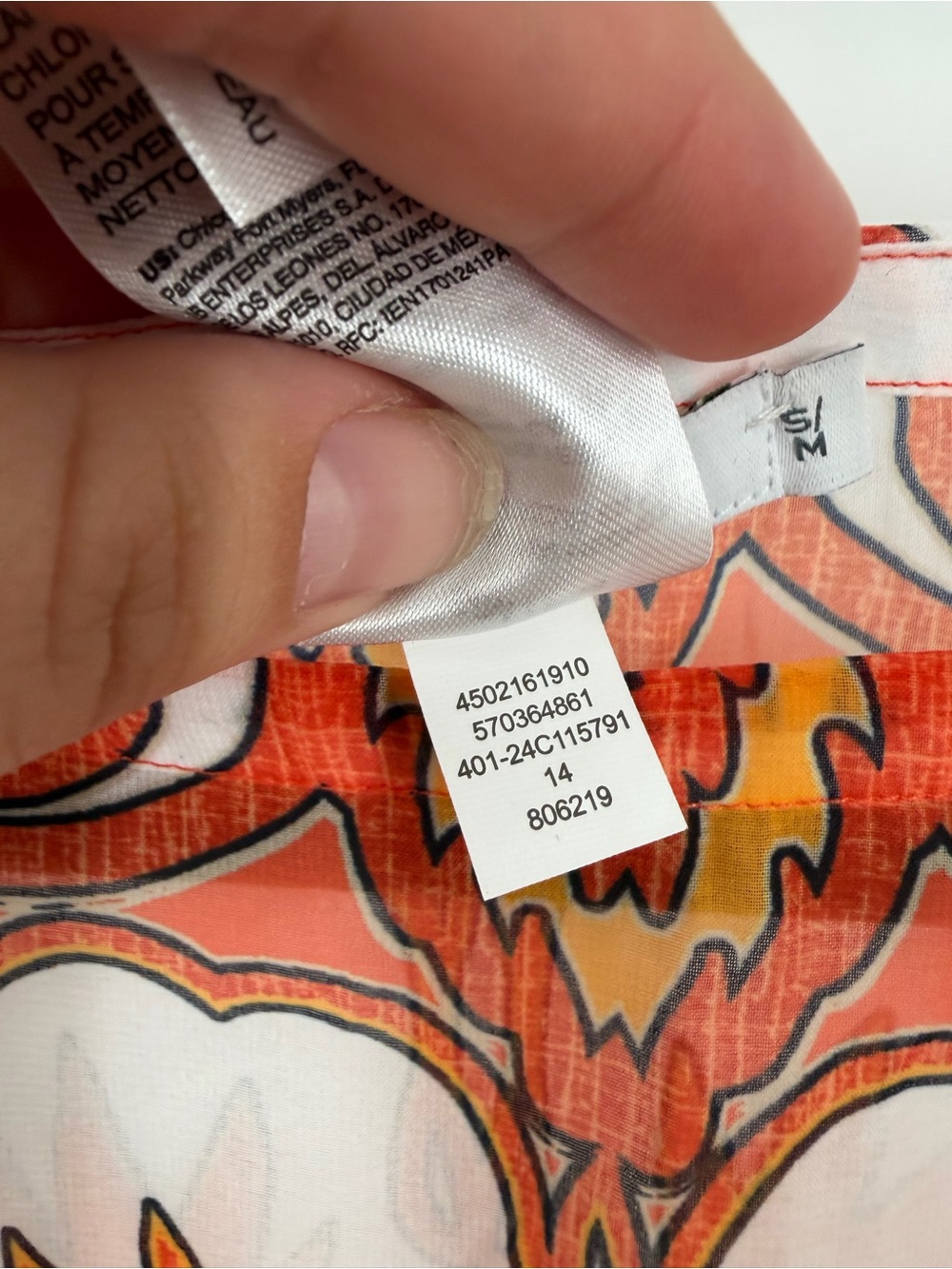 Chico’s Orange and White Floral Paisley Poncho - Picture 4 of 6